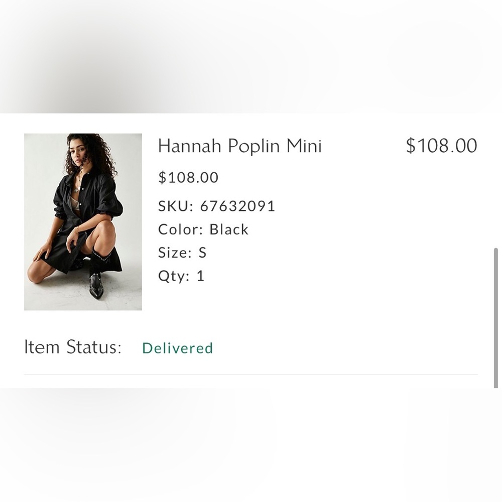 Hannah Poplin Mini dress in black - Picture 2 of 8
